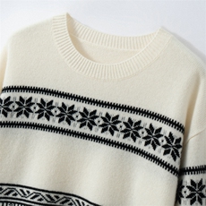 2025年秋季时尚百搭通勤简约休闲提花圆领，女装羊绒衫，朝思纯山羊绒