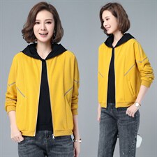 2024年春季新款潮韩版宽松百搭卫衣女连帽衫洋气减龄短外套女短款,女装短外套,依恋蒂丝