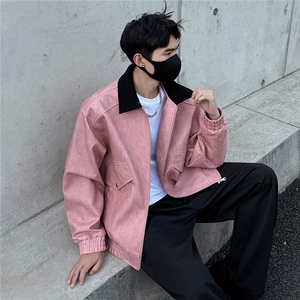 秋冬男士皮衣拼接翻领潮流机车夹克情侣机能外套图片
