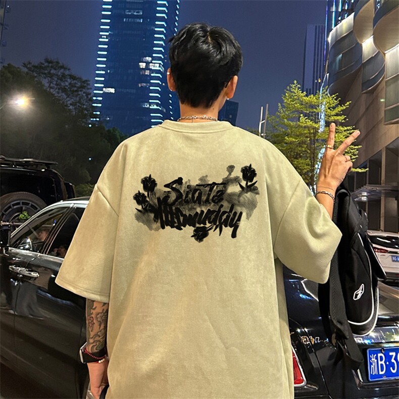 量大优供视频重磅麂皮绒短袖T恤男JPDX228-特P19,男装T恤,电商B367