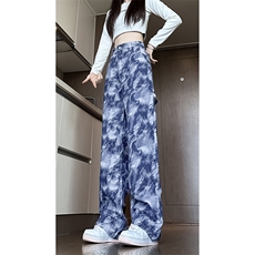 现货美式复古迷彩工装裤女宽松直筒提花牛仔裤男K5822-P50控78，男装牛仔裤，星座205