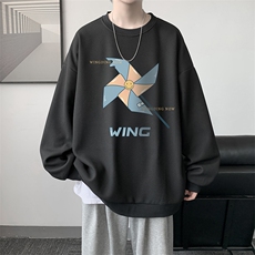 华夫格卫衣圆领卫衣男大码长袖t恤男外套HW76112-P30加绒款-P40，男装卫衣，电商A040