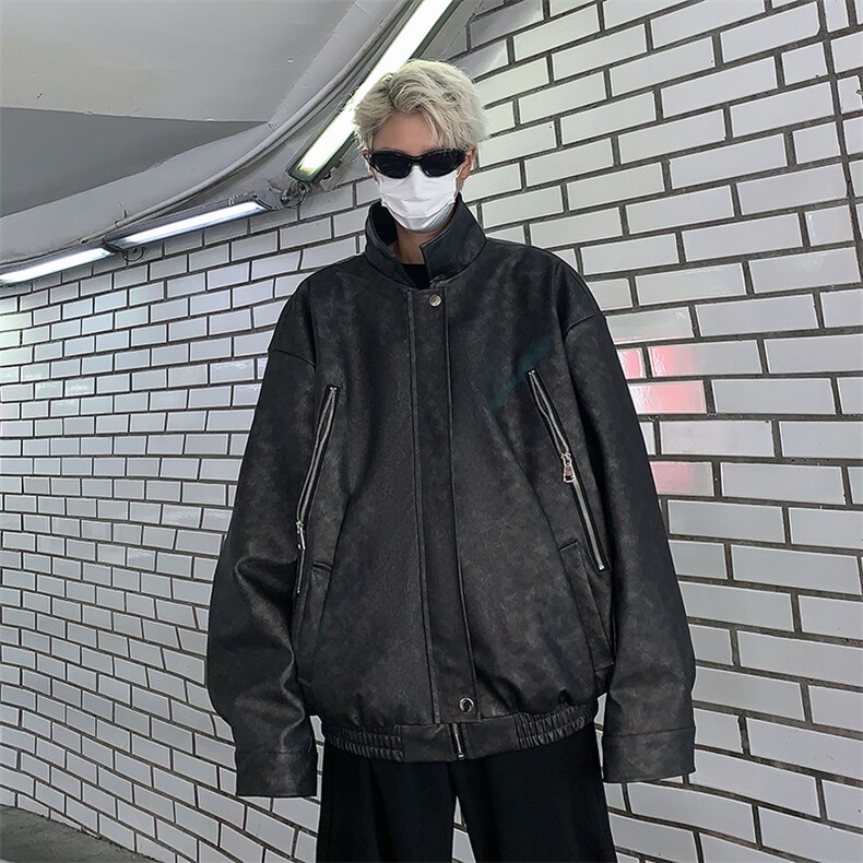 Wt8226-P85美式做旧PU皮宽松型夹克,男装夹克,星座1501-1