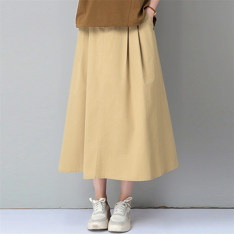 2025年夏季宽松中腰纯棉常规半身裙1003款，女装半身裙，秋牧寒烟