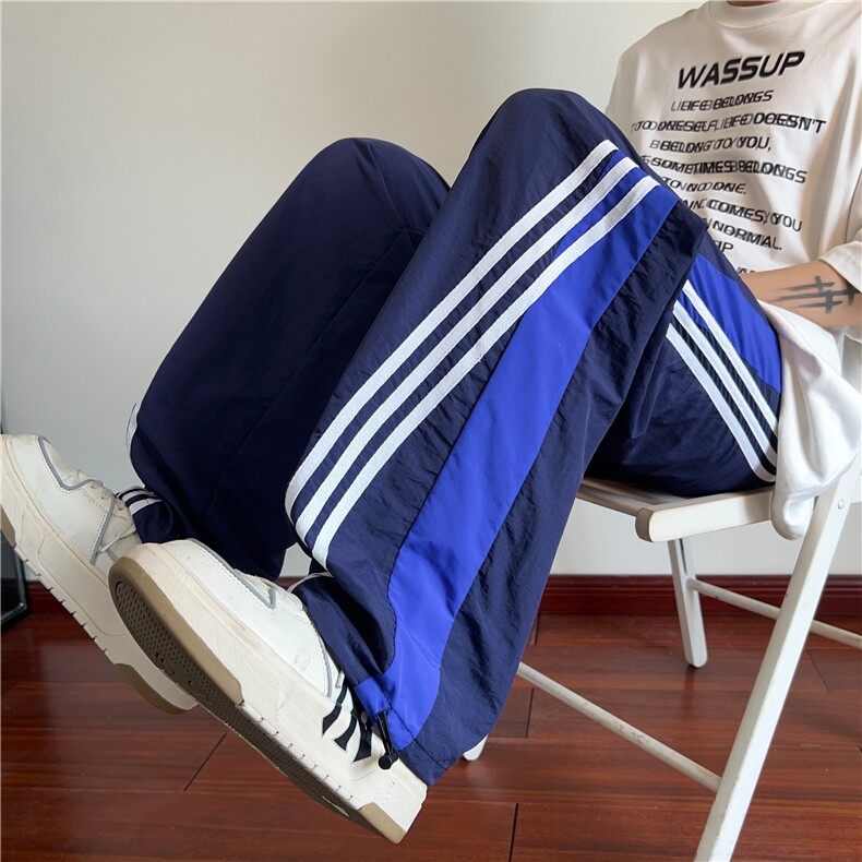 抖音品质运潮流动条纹拼色透气宽松休闲裤B315-K24210-特p35控68,男装休闲裤,电商B315