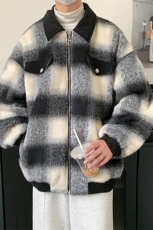 冬季新款棉衣D6017-TP128188格子加厚保暖外套宽松港风，男装棉衣，电商A102