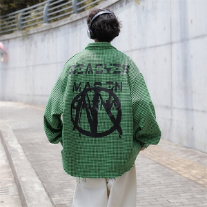高街个性衬衫男港风潮流印花2023秋冬季新款ins宽松外套W3310-P65图片