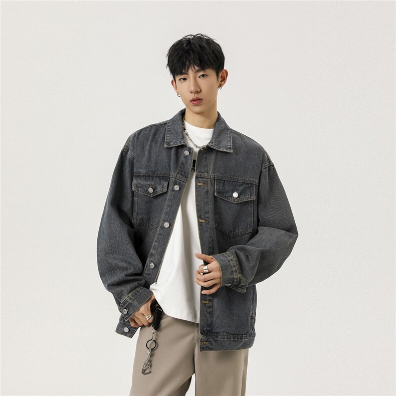 2025新款复古韩版外套水洗牛仔情侣夹克上衣N77/P85，男装工装外套，星座202
