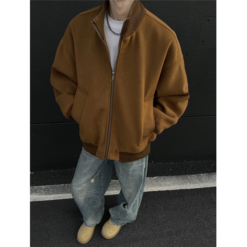 绒毛呢立领飞行服夹克冬季美式夹棉加厚外套高质量棉衣895p115,男装夹克,电商A458A