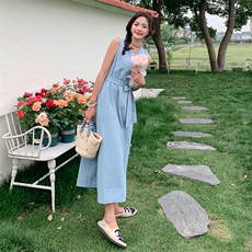 2024新款夏装无袖蓝色连衣裙212A-8839-P115-K169，女装连衣裙，浙宝212A