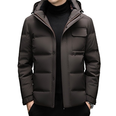 2025新款冬季男可脱卸帽短款90%白鸭绒羽绒服大衣加厚羽绒服外套，男装羽绒服，钱塘723