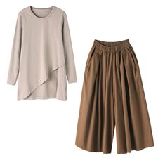 2021年秋季新款休闲套装文艺风长袖裤裙两件套，女装套装/套裙，简韵佳