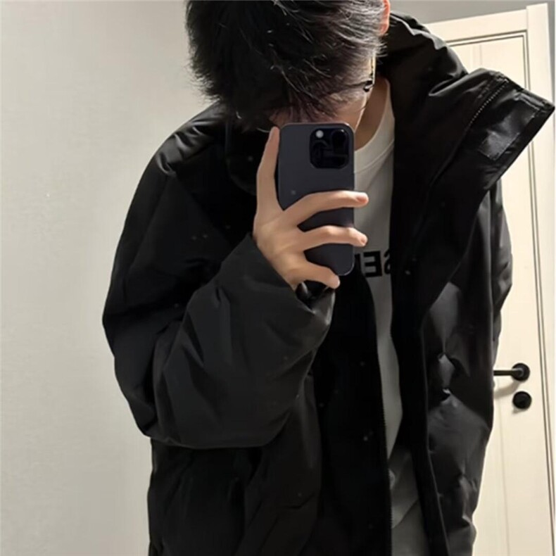 黑色菱形格棉服外套男冬季cleanfit短款美式高街M6133/特P83,男装棉衣,电商D202-1