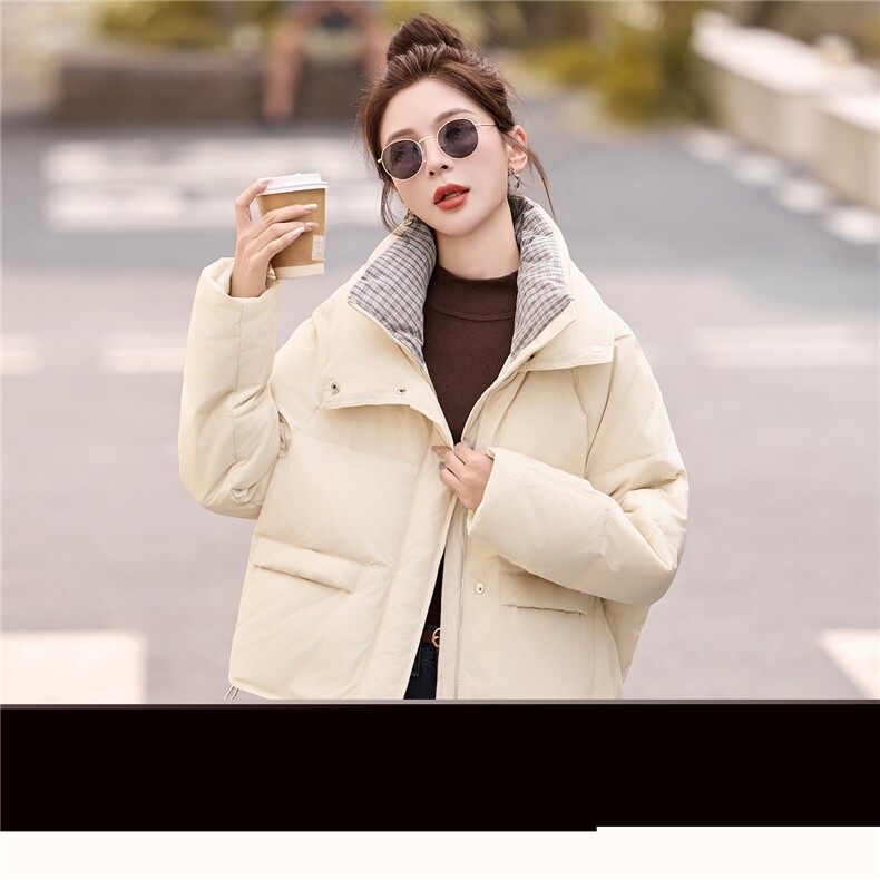 时尚短款羽绒服女2025冬季新款高级感立领保暖90白鸭绒外套,女装羽绒服,姿衣坊