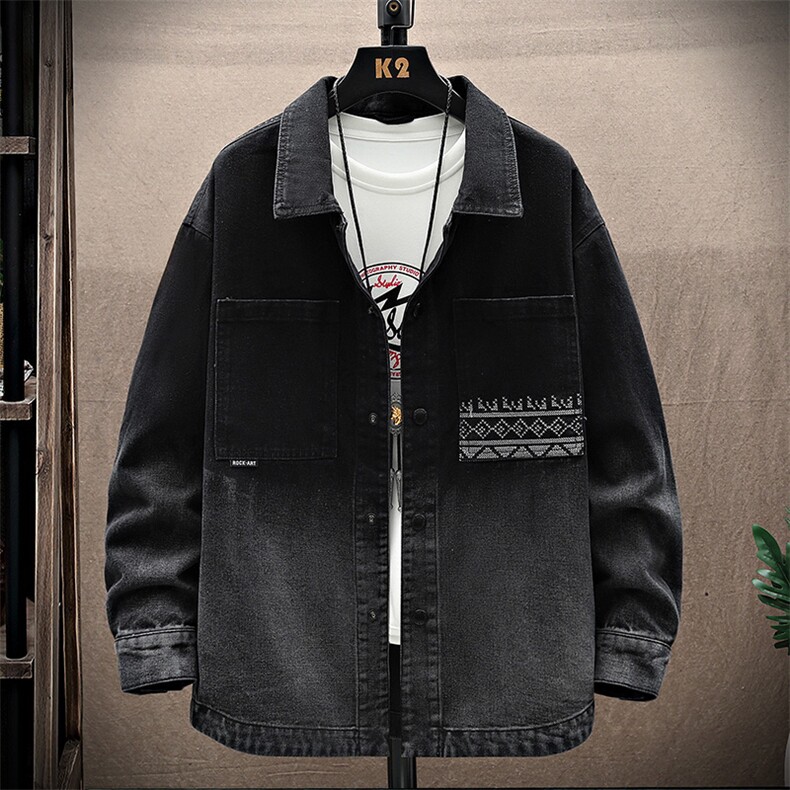 水洗刺绣牛仔夹克春季男士渐变色牛仔外套XZ310B-3-NZ1998--P75图片
