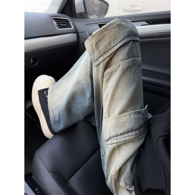B221 美式ins高街暗黑多口袋宽松工装牛仔裤 LK23143-P80 控108图片