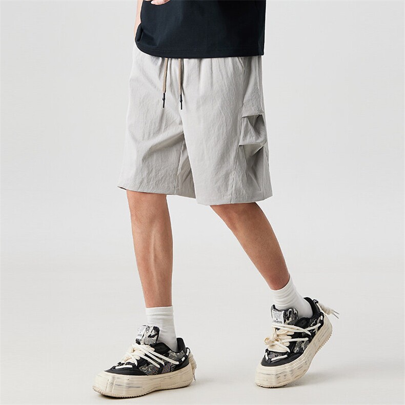 D15青年男士夏季休闲运动五分短裤夏季中裤P42灰色，男装牛仔裤，星座1615-1