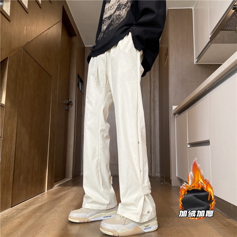 抖音品质秋冬高街排扣加绒宽松百搭冲锋裤B315-K2311JR-特p40控78，男装休闲裤，电商B315