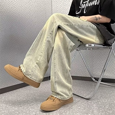 青春流行ins男原宿美式vibe裤子直筒水洗拉链牛仔裤潮N2226P43，男装牛仔裤，星座1116-2