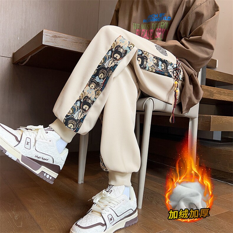 加绒加厚M-8XL胖子休闲印花保暖卫裤 K99加绒-P42图片
