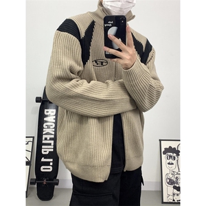 潮牌美式高街oversize开衫毛衣男女慵懒风复古针织衫上衣 MU05图片