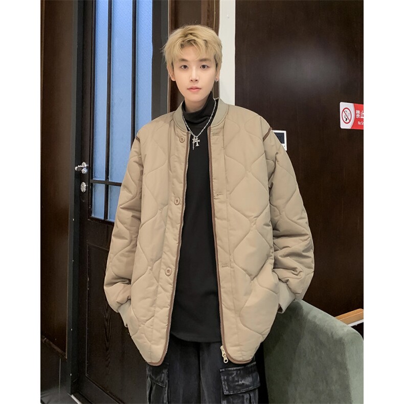 冬季复古菱格加厚棒球服棉衣男宽松情侣百搭棉服外套潮M0163-P58,男装棉衣,星座308B-2