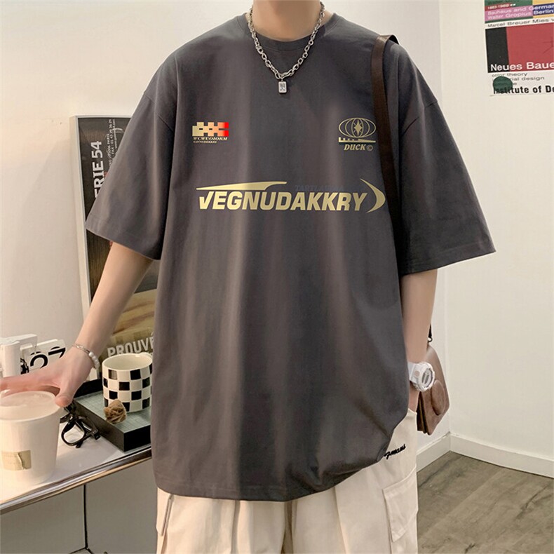 抖音得物二开现货220克夏装重磅美式高街宽松短袖t恤MT291,男装T恤,电商A486-1