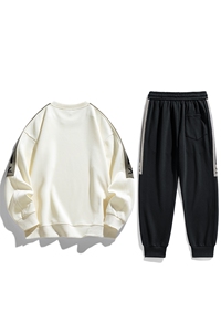 2XL-9XL超大码男士休闲运动圆领卫衣拼接套装男168图片