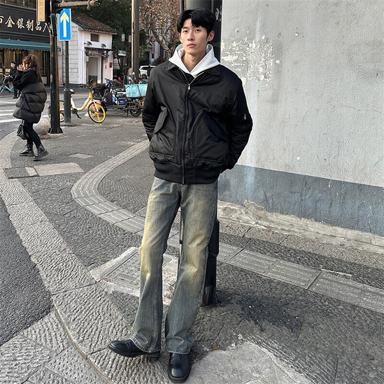 cleanfit巴家竹节牛仔裤高级感痞帅修身微喇叭裤,男装牛仔裤,星座310A-4