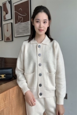 时尚百搭女装羊毛衫POIO领六扣开衫显瘦修身外套，女装羊毛衫，泰沅羊绒