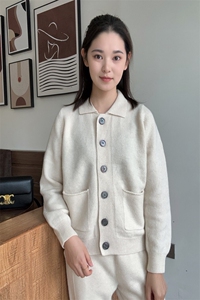 时尚百搭女装羊毛衫 POIO领六扣开衫 显瘦修身外套图片