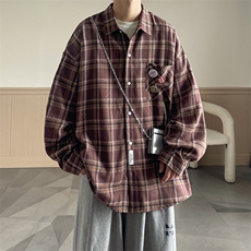 B225-C6072-P62-X78----别针标格子衬衫-全棉，男装衬衫，电商B225