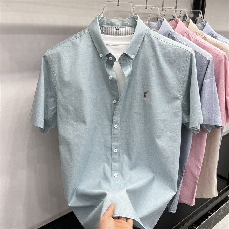 FN25041主推款2025夏季纯棉广州短袖衬衣刺绣小马标多色可选,男装衬衫,钱塘207-1