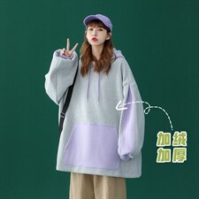 中性秋季潮流撞色拼接宽松卫衣B150JRP65控88加绒P75，男装卫衣，A247A