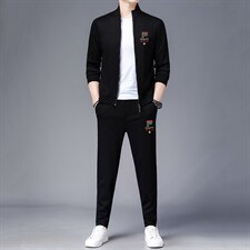 HP350秋季新款男式长袖长裤两件套运动休闲开衫修身卫衣套装P168，男装休闲套装，电商B360