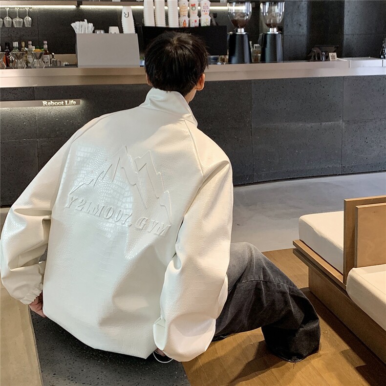 2026港风鳄鱼纹面料山钢印印花设计大码M-5XL夹克JK77747P85控118,男装夹克,星座227-7