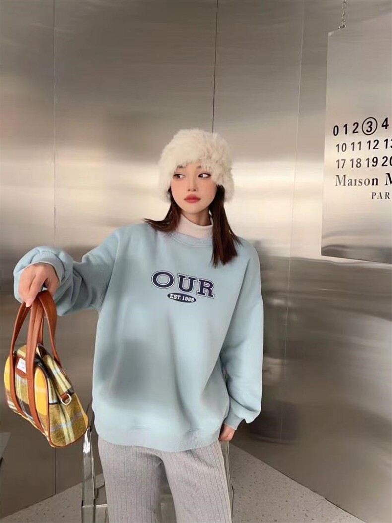 时尚休闲加绒高领卫衣，女装卫衣/绒衫，泽妤