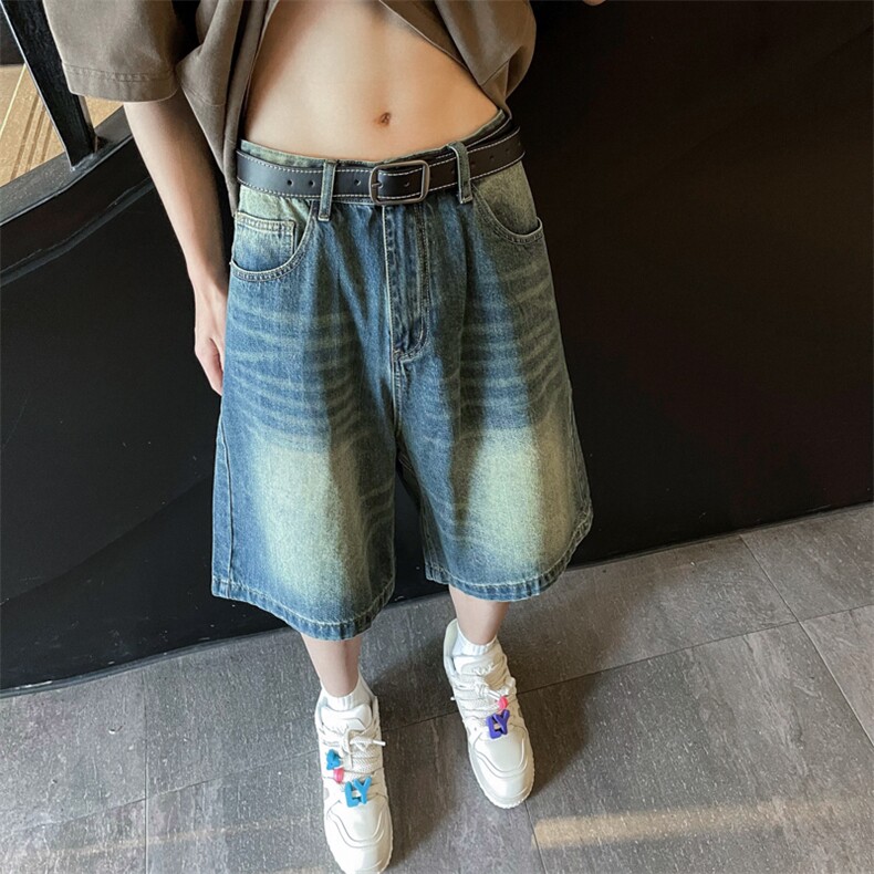 牛仔短裤男士韩版潮流高街帅气2025夏季新款ins五分裤RK1704-P35,男装牛仔裤,星座412-3