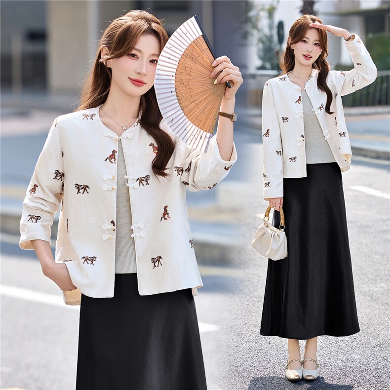 主推现货重工艺新款新中式春夏提花刺绣设计感时尚气质减龄两件套，女装套装/套裙，韩美纤衣