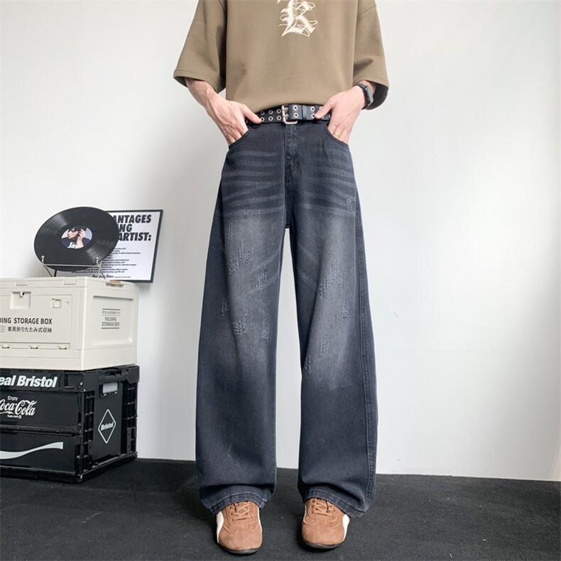 破洞牛仔裤男2025夏季新款美式复古潮牌直筒休闲长裤NZ0637-P48,男装牛仔裤,星座308B-2