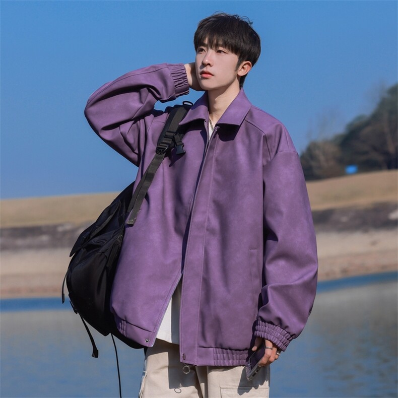 秋季新款PU防水皮夹克光版二开A406jk0021P85,男装夹克,星座309（原A406）