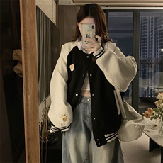 A474-P100小熊拼接棒球服男女同款春秋新款，男装夹克，星座911