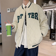 菱形格绒面学生棒球服潮牌衣冬季外套韩版宽松服W2076-P70，男装夹克，星座512-4