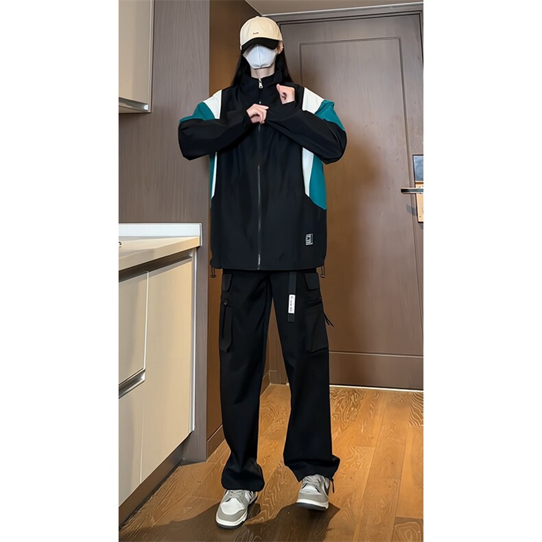 2024春季新款女模内景大码防泼水立领夹克M-5XHJ24081-特P55,男装夹克,电商A022