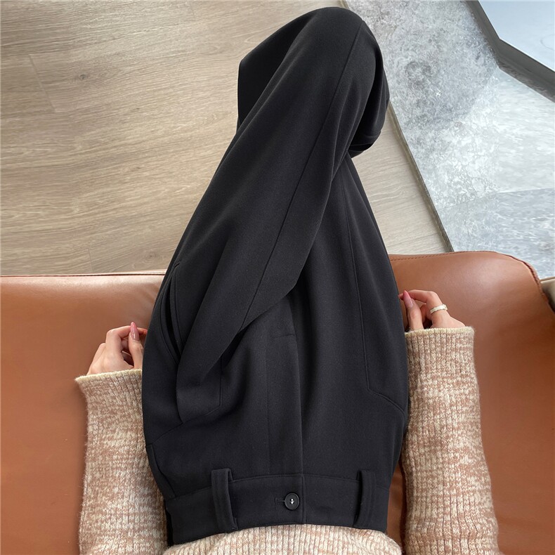 2024冬季保暖加厚毛呢阔腿裤小个子直筒拖地高腰休闲裤女,女装休闲裤,梦白服饰厂
