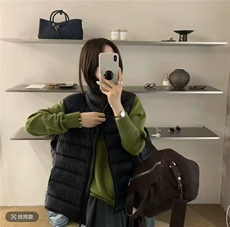 2025年秋季时尚百搭通勤简约休闲排骨马甲，女装马甲，牛米欧羽绒服工厂店