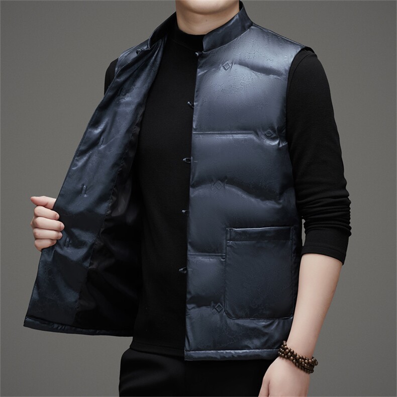 风羽绒服唐装马甲90绒羽绒服男复古盘扣中式唐装TR2816-P145,男装羽绒服,星座1105-3