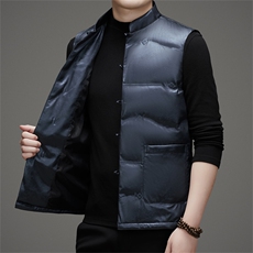 风羽绒服唐装马甲90绒羽绒服男复古盘扣中式唐装TR2816-P145，男装羽绒服，星座1105-3