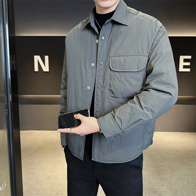 90新标2025设计款简约休闲翻领轻薄保暖羽绒服外套75381-P198,男装羽绒服,电商A413