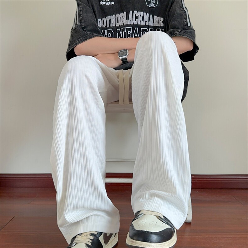 wassuphappy冰丝裤男夏季薄款宽松阔腿裤潮流速干垂感休闲长裤子,男装休闲裤,星座209-2